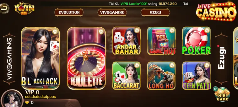 Sảnh iveStream Casino Iwin Club Đỉnh Cao Giải Trí Trực Tuyến Với Trải Nghiệm Chân Thực